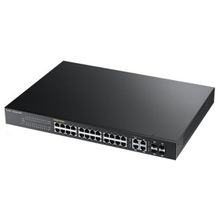 zyxel  Интеллектуальный high power poe-коммутатор gigabit ethernet с 24 разъемами rj-45 и 4 sfp-слотами совмещенными с разъемами rj-45 (gs1920-24hp) gs1920-24hp-eu0101f