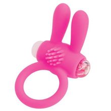 Розовое эрекционное виброкольцо A-toys с ушками Розовый
