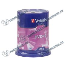 Диск DVD+R 4.7ГБ 16x Verbatim "43551", пласт.коробка, на шпинделе (100шт. уп.) [48920]