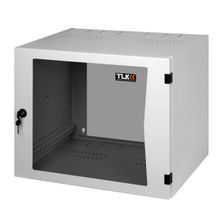 Настенный двухсекционный шкаф 19", 9u, стеклянная дверь, Ш540хВ439хГ520мм, серый (twp-095452-g-gy)