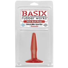 Маленькая красная анальная пробка Basix Rubber Works Mini Butt Plug - 10,8 см. Красный