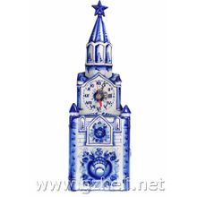 Часы - штоф "Кремль". Гжельский фарфор. арт. 1045