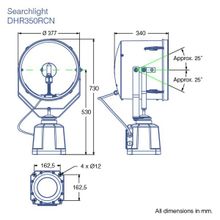 DHR Прожектор поисковый DHR 350RCN 350RCN110 115 В 1000 Вт 23500 лм дальность до 974 м без элементов управления