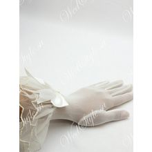 Свадебные перчатки короткие сеточкой MIT052 айвори