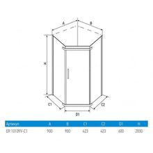 Душевое ограждение Erlit ER10109V-C1 (90x90x200)