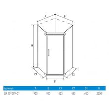 Душевое ограждение Erlit ER10109V-C1 (90x90x200)