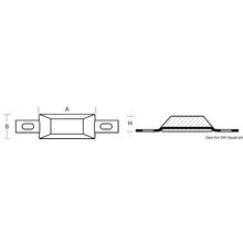 Osculati Rectangular anode w insert 127x60x25 mm, 43.907.03