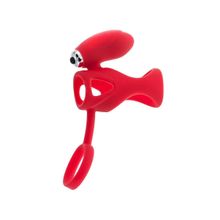 ToyFa Красная насадка на пенис с клиторальным стимулятором (красный)