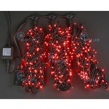 Rich LED RL-T3*20N2-B R Уличная светодиодная гирлянда Спайдер, 3 нити по 20 м, красный, 8 режимов, провод черный