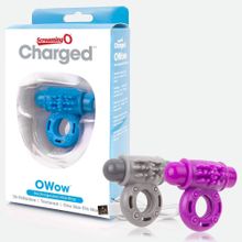 Screaming O Голубое перезаряжаемое эрекционное виброкольцо CHARGED O WOW RING