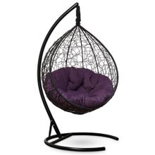 Кресло кокон подвесное SEVILLA VERDE VELOUR черное + каркас