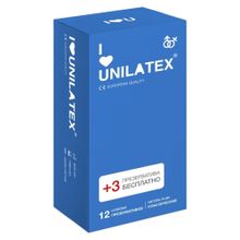 Unilatex Классические презервативы Unilatex Natural Plain - 12 шт. + 3 шт. в подарок