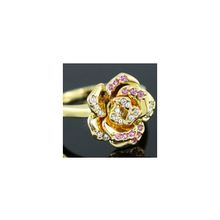 Кольцо Роза с кристаллами Swarovski. (Размер: 18.2, Покрытие: Белое золото)