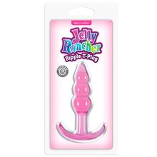 Розовая анальная пробка Jelly Rancher T-Plug Ripple - 10,9 см. Розовый