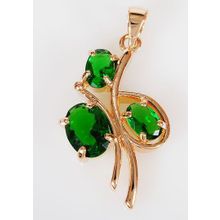 Кулон с зелёным фианитом "Бант"