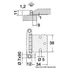 Osculati SS hinge 38x46 mm, 71.607.01