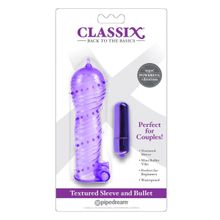 Pipedream Фиолетовая вибронасадка Textured Sleeve   Bullet - 14 см. (фиолетовый)