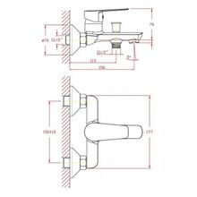 Смеситель ZOLLEN KORBACH (арт. KR61411541) для ванны короткий изл., карт.35 мм