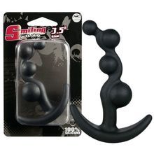 NMC Чёрный анальный стимулятор с шариками Smiling Butt Plug - 8,9 см. (черный)