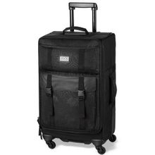 Женская дорожная сумка на колёсах и с выдвижной ручкой Dakine Womens Cruiser Roller 65L Ellie чёрная с принтом тиснением