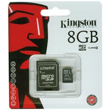 Карта памяти Kingston microSDHC 8GB Class 4 + SD adapter (SDC4 8GB)