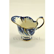 Сливочник "Морской бриз" в золоте. Гжельский фарфор. арт. 1413