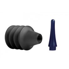 XR Brands Анальный душ с грушей-гармошкой Enema Delivery System - 24 см. (черный с синим)