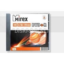 DVD+R диск 16х MIREX 4.7 Гб, SlimBox. 5 дисков
