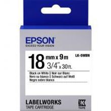 EPSON LK-5WBN картридж c лентой 18 мм, белый шрифт на чёрном фоне