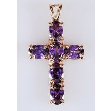 Кулон с аметистом "Крест"