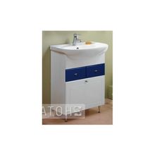 Тумба с умывальником 65см, Норма 65, синяя, с корзиной, Акватон
