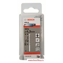 Bosch Набор 10 сверл по металлу HSS-G 4,3 мм DIN 338 (2608585487 , 2.608.585.487)