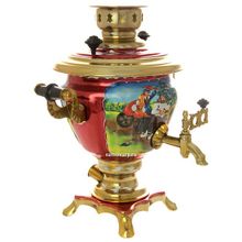 Набор самовар электрический 2 литра с чайником художественная роспись "Тройка летняя", арт. 141413