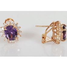 Серьги с аметистом "Малый овал в цирконах"