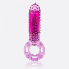 Фиолетовое эрекционное кольцо с вибрацией и пальчиком OYEAH PURPLE Фиолетовый