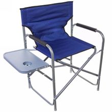 Кресло складное с подлокотниками и столиком до 120кг 57*45*78 см синее