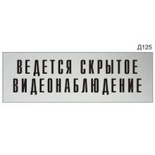 Информационная табличка «Ведется скрытое видеонаблюдение» на дверь прямоугольная Д125 (300х100 мм)