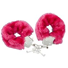 Blush Novelties Красные меховые наручники с ключиками Furry Handcuffs