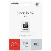 SmartBuy Карта памяти SmartBuy Professional microSDHC Class 10 UHS-I U3 32GB + SD adapter