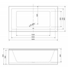 Акриловая ванна Cezares PLANE-170-75-45 1700x750x450