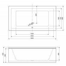 Акриловая ванна Cezares PLANE-170-75-45 1700x750x450