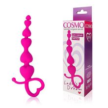 Розовая анальная цепочка Cosmo с петелькой - 14,5 см. Розовый