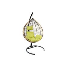 Эко дизайн (ротанг) Подвесное кресло Z-03 (A) (2), цвет светло-коричневый, подушка – зеленый, каркас – черный