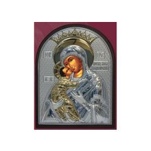 Икона Богородицы "Владимирская", ЮЗЛ (серебро 960*, золочение) в рамке Классика