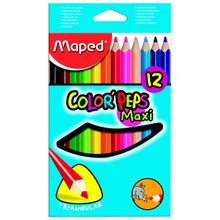 Карандаши цветные COLORPEPS MAXI, треуголные 12 цветные картонная коробка MAPED