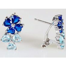 Серьги со (RH) шпинелью "2 цветка"