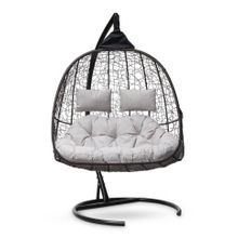 Кресло кокон подвесное SEVILLA TWIN коричневое + каркас