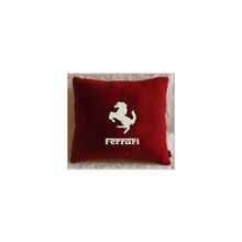  Подушка Ferrari бордовая вышивка белая