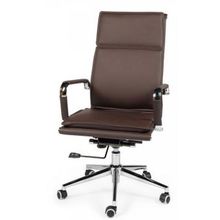 Кресло офисное Харман (brown) хром темно-коричневая экокожа