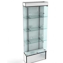 Витрина "Универсал" №702 стеклянная с подсветкой Белый с чёрной кромкой